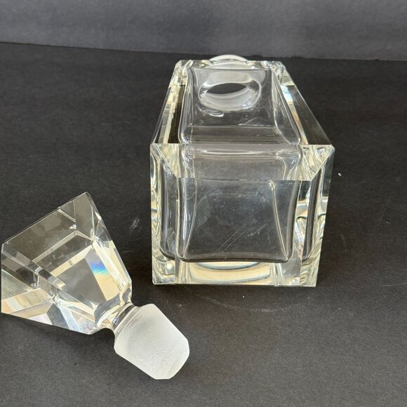 Vitg Clear Mid Century Geometric Crystal Decanter Bottle 9" Diamond-Shaped Stopp - Picture 6 of 6